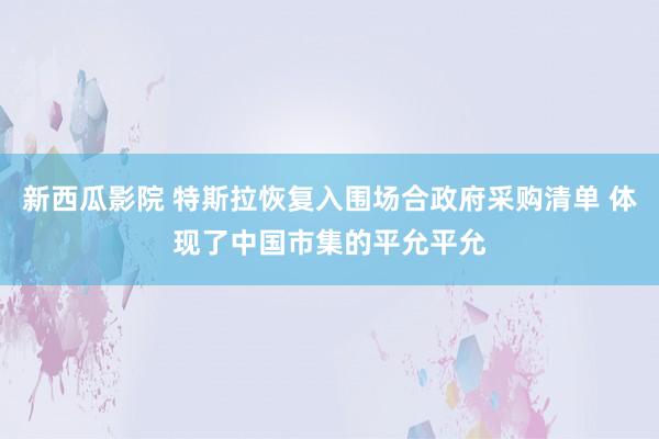 新西瓜影院 特斯拉恢复入围场合政府采购清单 体现了中国市集的平允平允