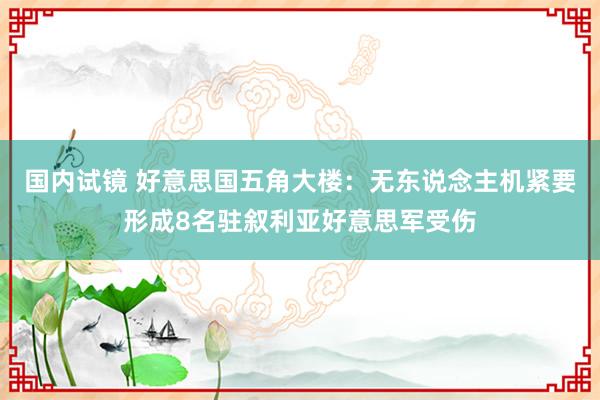 国内试镜 好意思国五角大楼：无东说念主机紧要形成8名驻叙利亚好意思军受伤