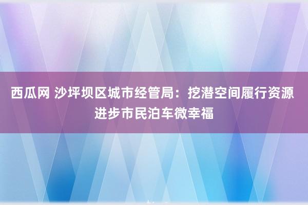 西瓜网 沙坪坝区城市经管局：挖潜空间履行资源 进步市民泊车微幸福