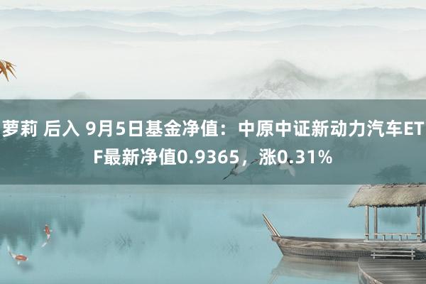 萝莉 后入 9月5日基金净值：中原中证新动力汽车ETF最新净值0.9365，涨0.31%