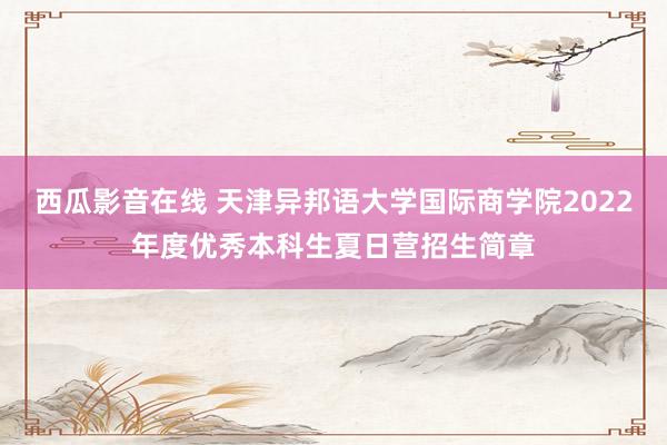 西瓜影音在线 天津异邦语大学国际商学院2022年度优秀本科生夏日营招生简章