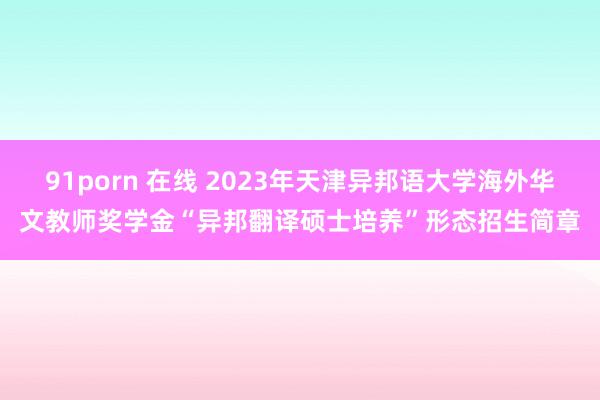 91porn 在线 2023年天津异邦语大学海外华文教师奖学金“异邦翻译硕士培养”形态招生简章